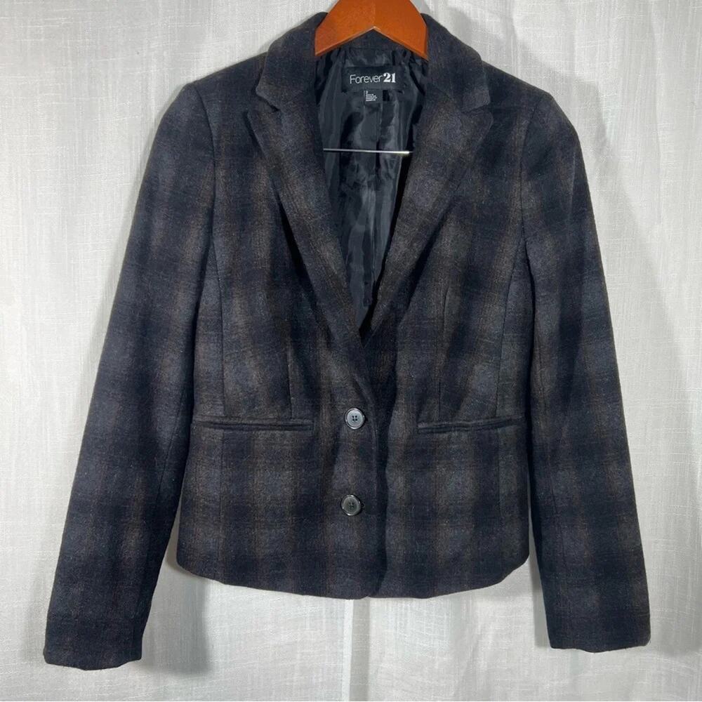 Forever 21 Checkered Plaid Blazer